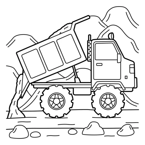 Página para colorear camión volquete — Vector de stock