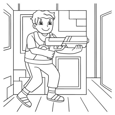 Laser Tag Boy 'un sevimli ve komik renkli sayfası. Çocuklar için saatlerce boyama eğlencesi sağlıyor. Bu sayfayı boyamak çok kolaydır. Küçük çocuklar ve yeni yürümeye başlayanlar için uygun..
