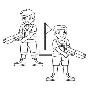 Laser Tag Boys 'un üslerini savunduğu sevimli ve komik renkli bir sayfa. Çocuklar için saatlerce boyama eğlencesi sağlıyor. Bu sayfayı boyamak çok kolaydır. Küçük çocuklar ve yeni yürümeye başlayanlar için uygun.. 