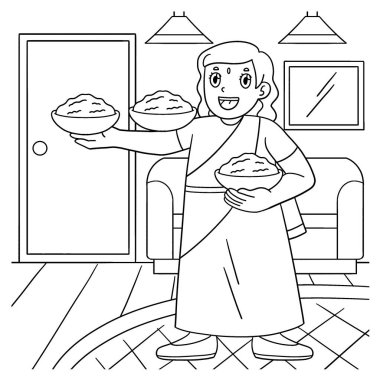 Holi Anne 'nin renkli pudra kaseleri taşıyan sevimli ve komik renkli bir sayfası. Çocuklar için saatlerce boyama eğlencesi sağlıyor. Bu sayfayı boyamak çok kolaydır. Küçük çocuklar ve yeni yürümeye başlayanlar için uygun..