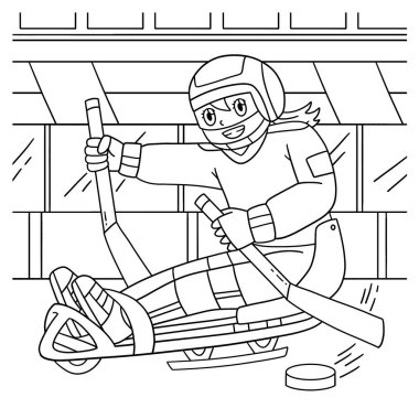 Özel Uyarlamalı Spor Kızının Sledge Hokey Oynayan Şirin ve komik renkli sayfası. Çocuklar için saatlerce boyama eğlencesi sağlıyor. Bu sayfayı boyamak çok kolaydır. Küçük çocuklar ve yeni yürümeye başlayanlar için uygun.. 