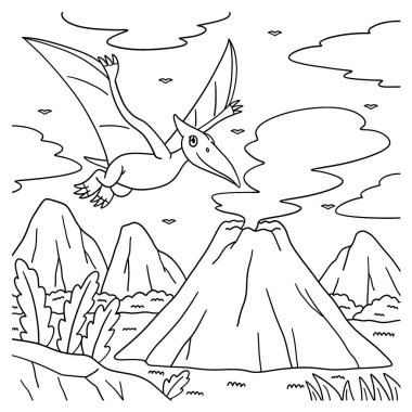 Volkan Pteranodon Uçuşu 'nun sevimli ve komik renkli bir sayfası. Çocuklar için saatlerce boyama eğlencesi sağlıyor. Bu sayfayı boyamak çok kolaydır. Küçük çocuklar ve yeni yürümeye başlayanlar için uygun.. 
