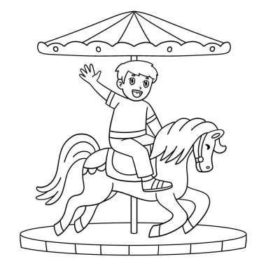 Atlıkarıncaya Binen Çocuğun şirin ve komik renkli bir sayfası. Çocuklar için saatlerce boyama eğlencesi sağlıyor. Bu sayfayı boyamak çok kolaydır. Küçük çocuklar ve yeni yürümeye başlayanlar için uygun..
