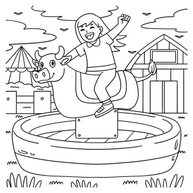 Mekanik Boğa Binen Kız 'ın şirin ve komik renkli bir sayfası. Çocuklar için saatlerce boyama eğlencesi sağlıyor. Bu sayfayı boyamak çok kolaydır. Küçük çocuklar ve yeni yürümeye başlayanlar için uygun..