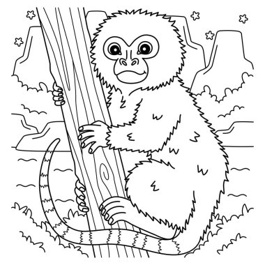 A cute and funny coloring page of a Pygmy Marmoset. Provides hours of coloring fun for children. To color this page is very easy. Suitable for little kids and toddlers. 