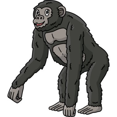 Bu karikatür, Bonobo Büyük Maymun Hayvan Çizimi 'ni gösteriyor..