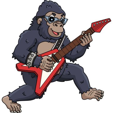 Bu karikatür parçası bir gorilin gitar çaldığını gösteriyor..