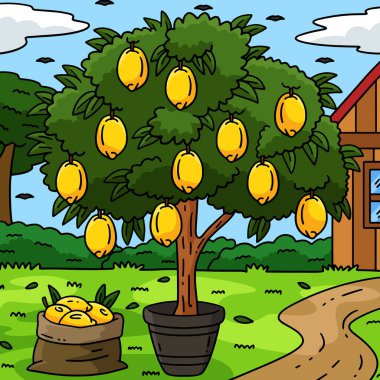 Bu karikatür klibinde Limon Ağacı Meyve Bitkisi çizimi var..