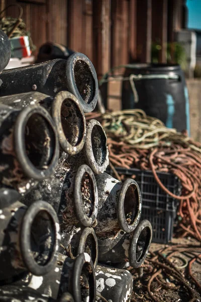 Traditional Octopus Wooden Fisherman House Networks Fishing Utensils Santa Luzia — Foto Stock