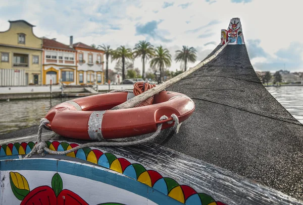 Részlet Hagyományos Színes Salt Hajók Aveiro Velencei Portugália — Stock Fotó