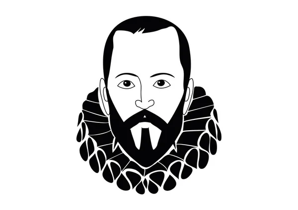 Vector Illustration Miguel Cervantes Saavedra Іспанський Письменник Книги Don Quixote — стоковий вектор