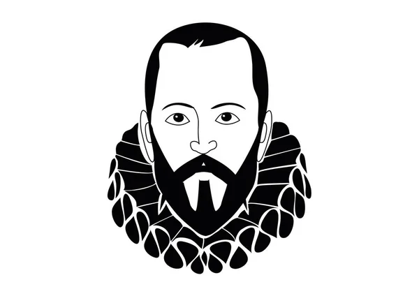 Vector Illustratie Van Miguel Cervantes Saavedra Spaanse Schrijver Van Het — Stockvector