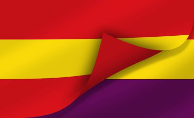 İspanya bayrağında İspanyol bayrağı, İspanya İç Savaşı 'nın tarihi olayları. Üç renkli bayrak.