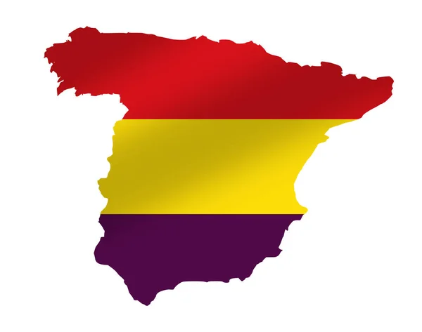 Kaart Van Spanje Met Republikeinse Driekleurige Vlag Symbool Van Het — Stockfoto