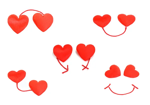 Set of Two red hearts in love — Stock Photo, Image