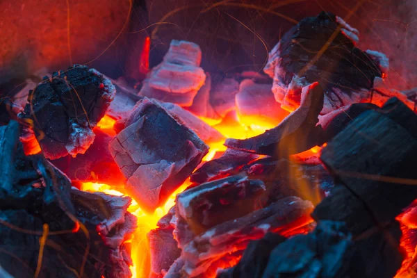 Quema de leña en estufa caliente — Foto de Stock