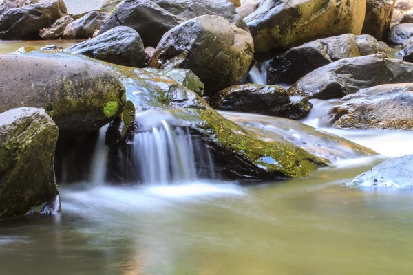 Cascada de la naturaleza en bosque profundo — Foto de Stock