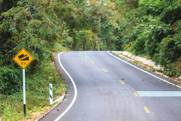 Estrada em uma floresta verde — Fotografia de Stock