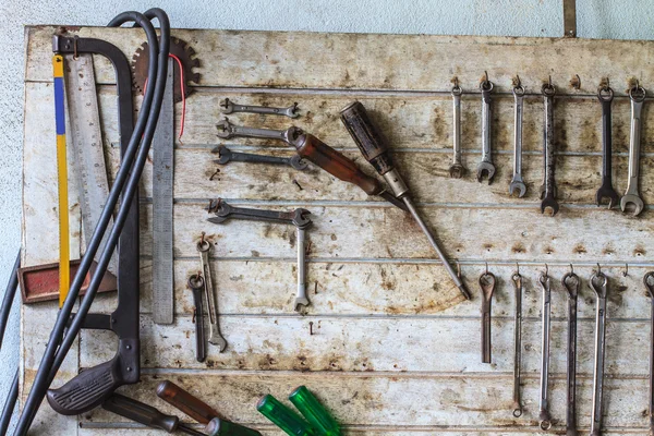 Tools on the table and board. — Zdjęcie stockowe