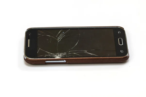 Kırık ekran ile Smartphone — Stok fotoğraf