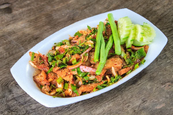 Thailändische Küche würziger Schweinesalat — Stockfoto