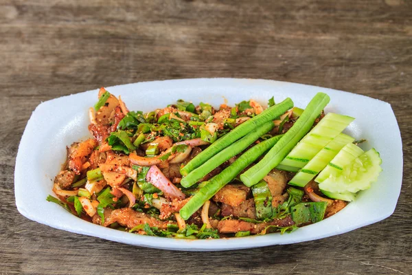 Thailändische Küche würziger Schweinesalat — Stockfoto