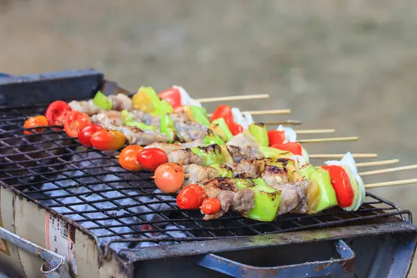 Izgarada ızgara şiş kebap. — Stok fotoğraf