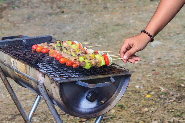 Izgarada ızgara şiş kebap. — Stok fotoğraf