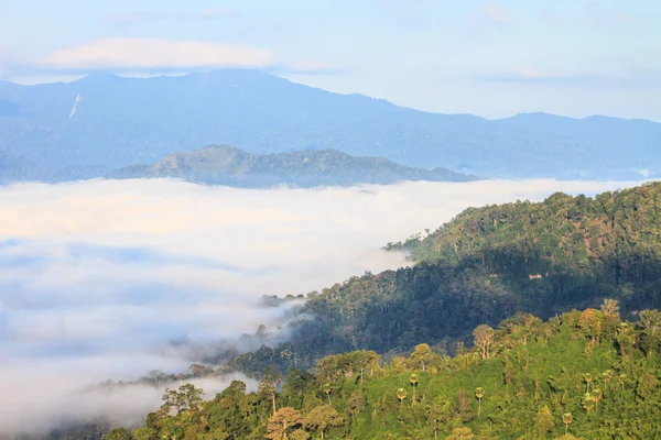 霧と雲の山谷の風景 — ストック写真