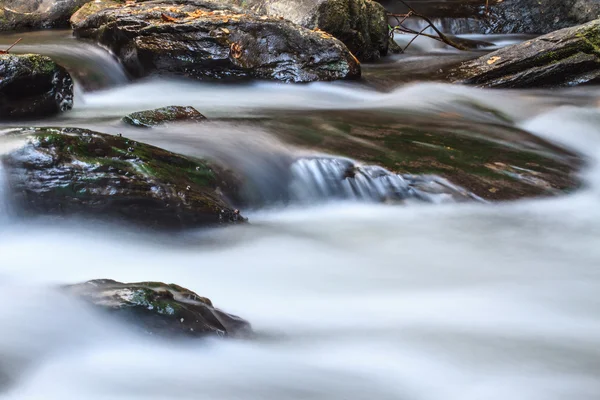 Cachoeira e rochas cobertas de musgo — Fotografia de Stock