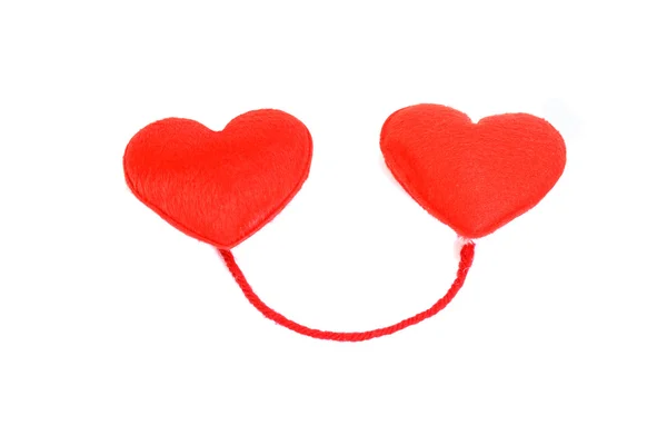 Two red hearts in love — Stock Photo, Image