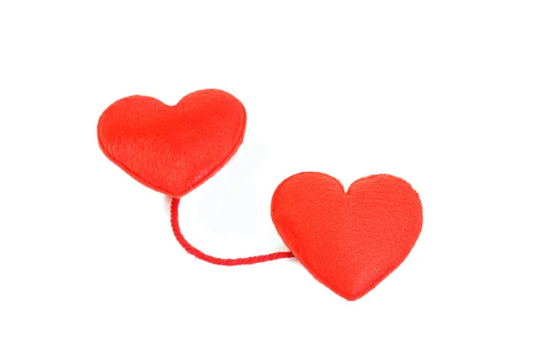 Twee rode harten in liefde — Stockfoto