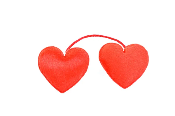 Two red hearts in love — Stock Photo, Image