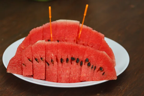 Geschnittene reife Wassermelone frisches Obst — Stockfoto