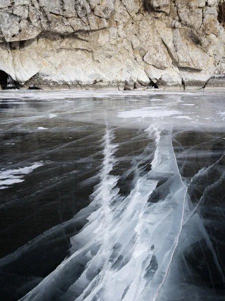 Jezioro Bajkał w zimie, Rosja — Zdjęcie stockowe