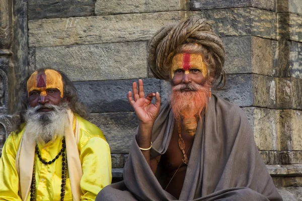 KATHMANDU, NEPAL - NOVEMBER 03: Holy Sadhu men with traditional — Stock Photo, Image