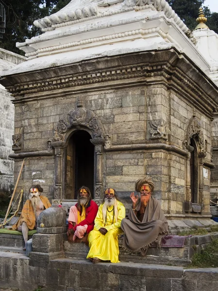 KATHMANDU, NEPAL - NOVEMBER 03: Holy Sadhu men with traditional — Stock Photo, Image