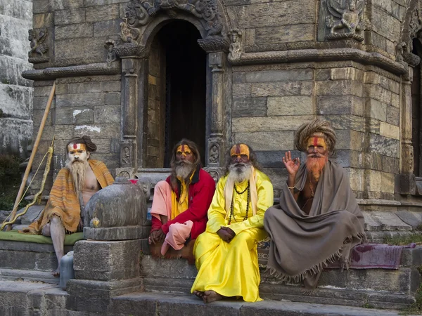 KATHMANDU, NEPAL - NOVEMBER 03: Holy Sadhu men with traditional — Stock Photo, Image