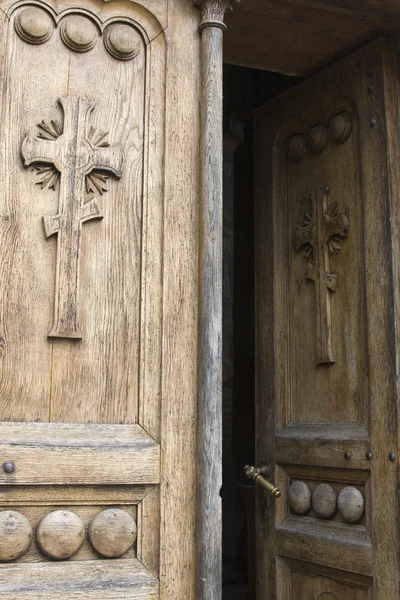 Wooden doors of the church — Stock Photo, Image