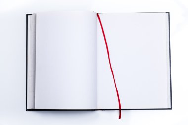 Blank open book with red ribbon clipart
