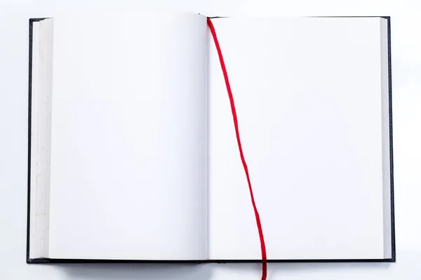 Libro aperto bianco con nastro rosso — Foto Stock