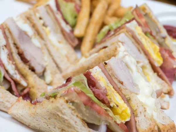 Club sandviç beyaz plaka üzerinde — Stok fotoğraf