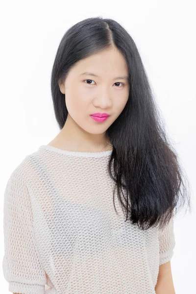 十代のアジアの高校生の女の子 美しさの肖像画 スキンケアコンセプト — ストック写真