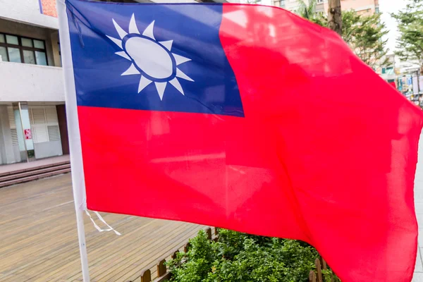 Tajwański flagi wiejący wiatr — Zdjęcie stockowe