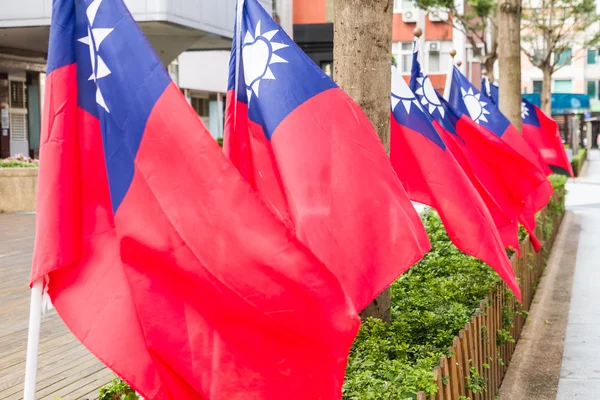 Tajwański flagi wiejący wiatr — Zdjęcie stockowe
