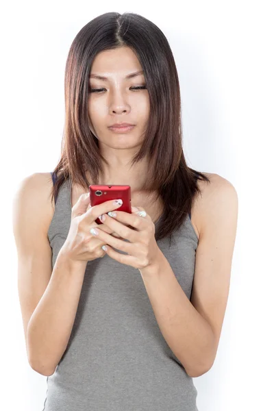 Mulher asiática com telefone celular — Fotografia de Stock
