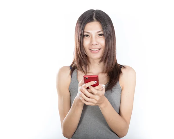 Mulher asiática com telefone celular — Fotografia de Stock