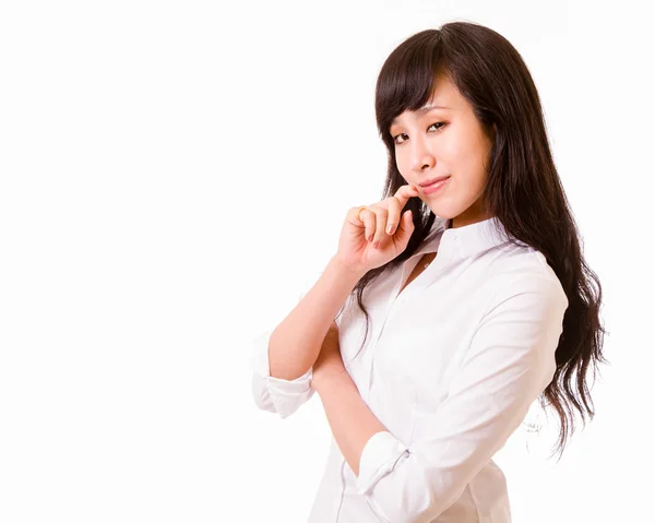 Asiatisk kvinna med listiga leende — Stockfoto
