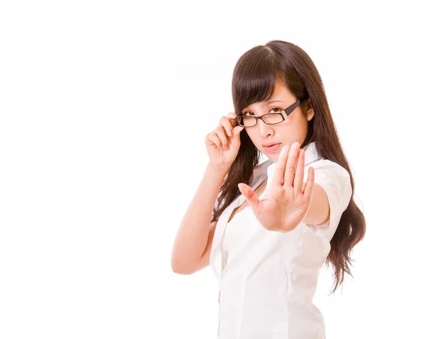 Asiatisk kvinna visar ingen hand gest — Stockfoto