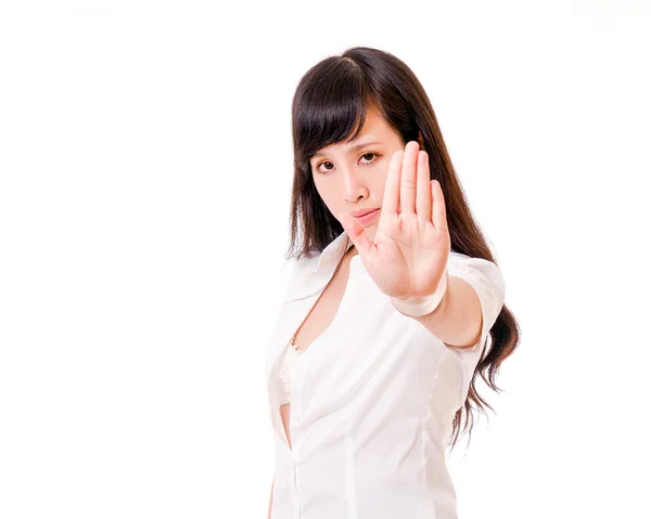 Asian woman showing no hand gesture — Stock Photo, Image